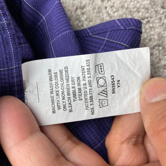 Calvin Klein Formal Shirt Men 15.5 34/35 Purple Checkered Button Up Long Sleeve - Picture 6 of 9